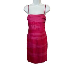 Vintage JS Collectibles Pink Cami Layered Panels Fitted Party Dress   10